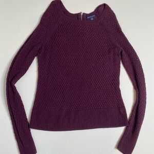 American Eagle Outfitters Purple Crew Neck Sweater with Ribbed Knit S/P